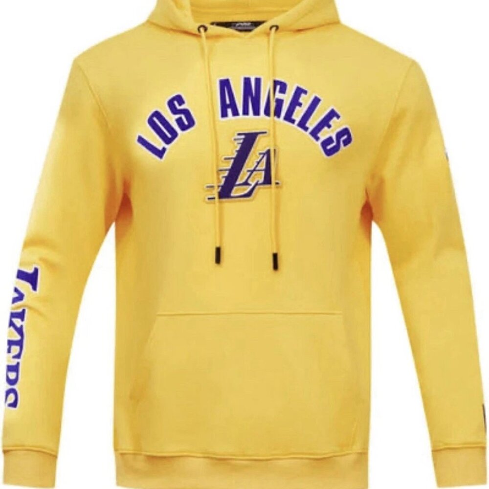 Pro Standard Los Angeles Lakers Yellow Stacked Hoodie Size Medium